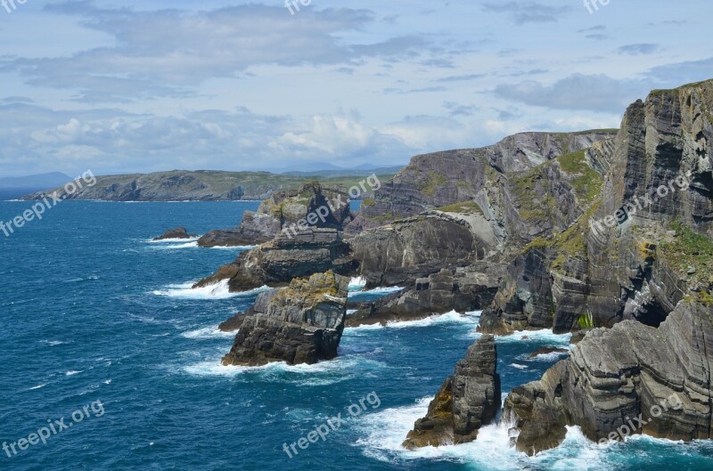 Coast Rock Cliff Cliffs Clouds