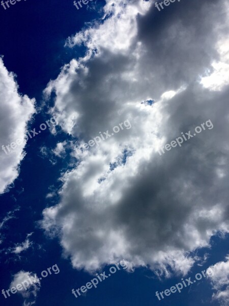 White Cloud Blue Sky Sun Good Weather Free Photos