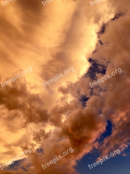 Orange Cloud Sunset Sky Evening Rainy