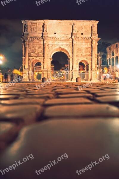 Rome Night Triumphal Arch Free Photos