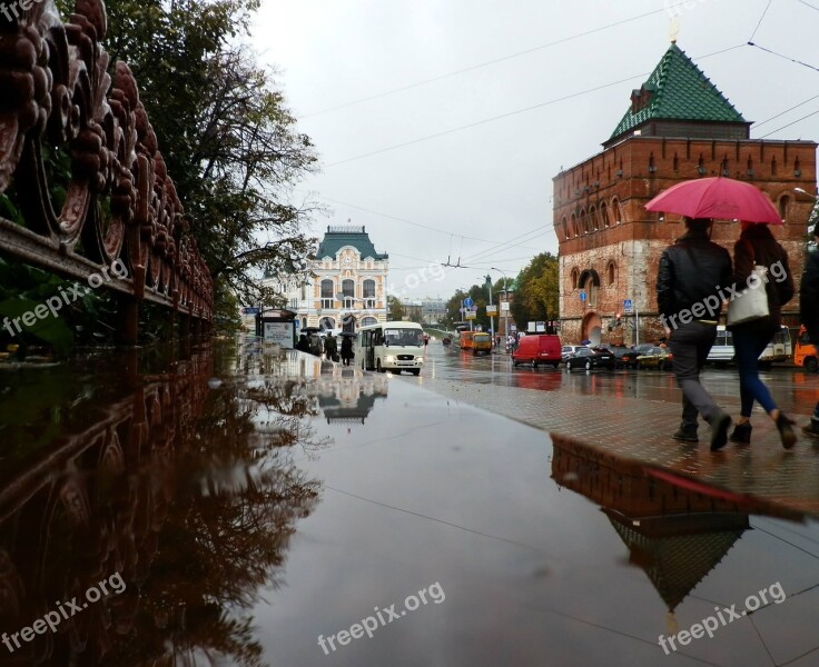 Bottom Nizhniy Novgorod The Kremlin Street Rain