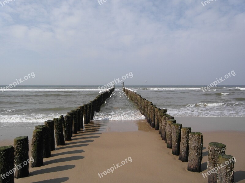 Domburg Sea Zeeland Post Wood