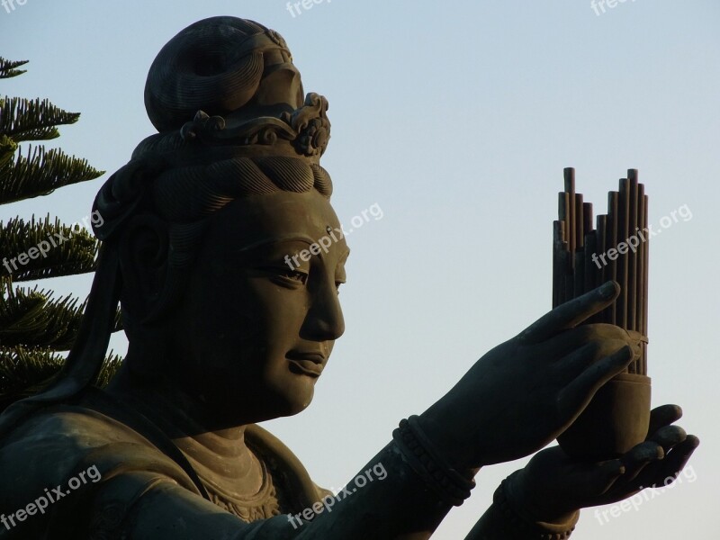 Statue Guanyin Buddhism Hong Kong Lantau Island