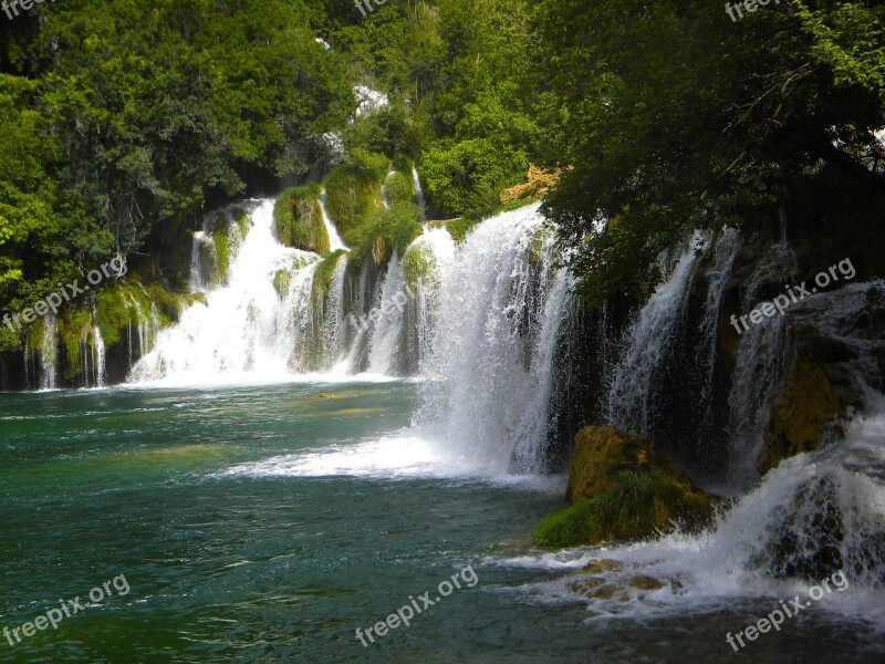 Except Waterfall Stone Rock Landscape