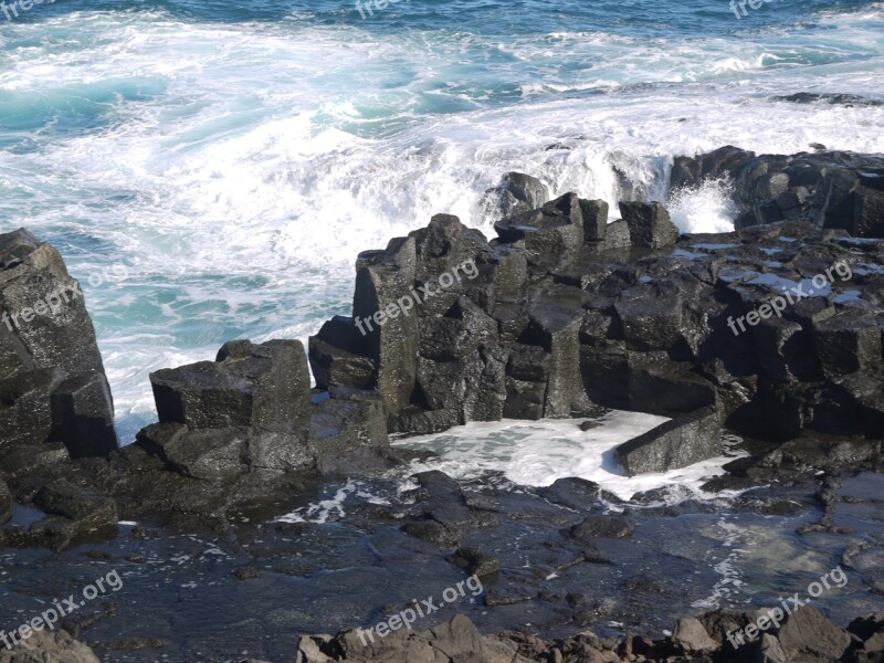 Surf Wave Lava Rock Submerged Border