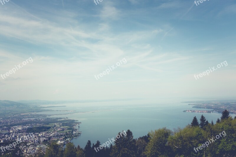 Lake Constance Pledges Mountains Bavaria Trees