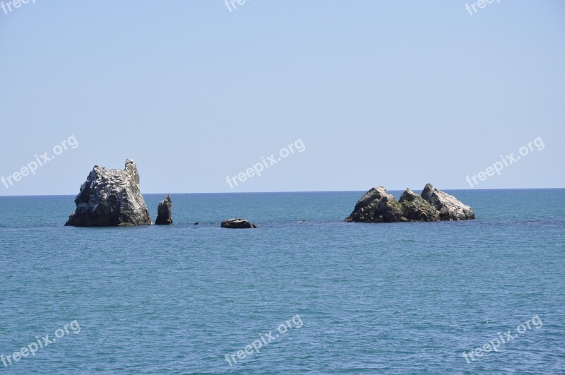 Sea Rocks Crimea July Seascape