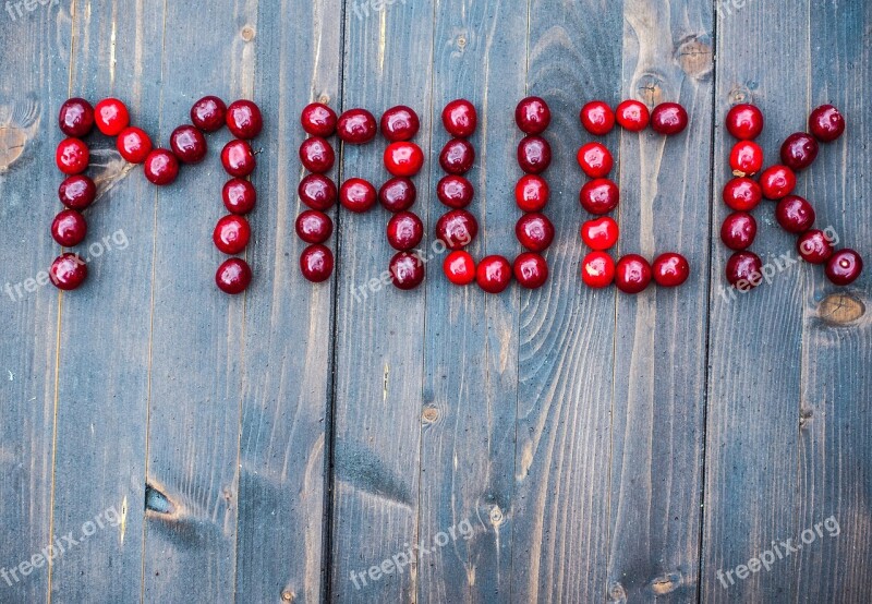 Cherries Schwarzrot Letters Wood Fruits