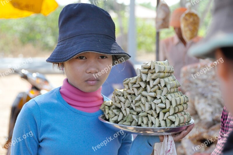 Kambotscha Girl Face Market Seller