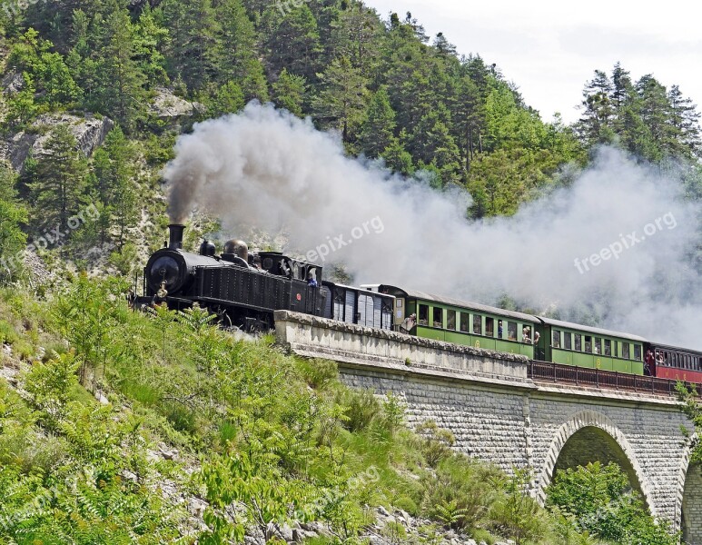 Steam Locomotive Nostalgia Ride Tourism Viaduct Maritime Alps