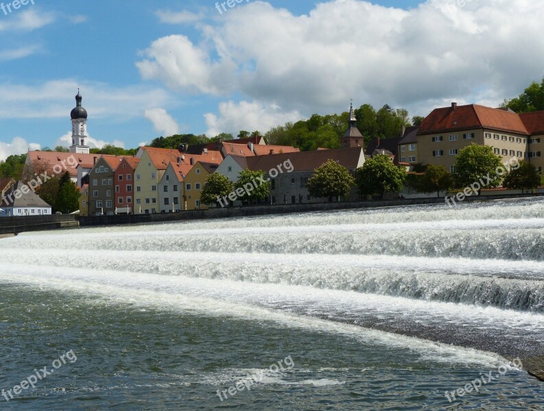 Landsberg Am Lech Lech Lechwehr Weir Water