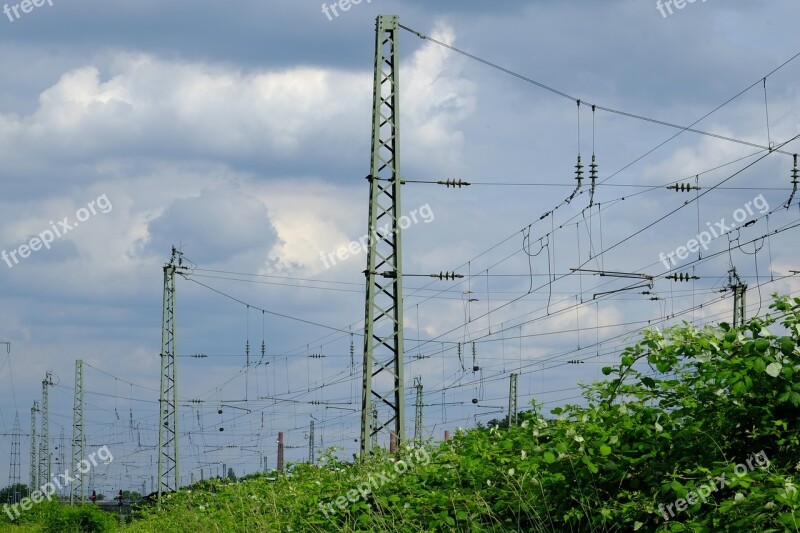 Railway Train Current Electric Cables Line