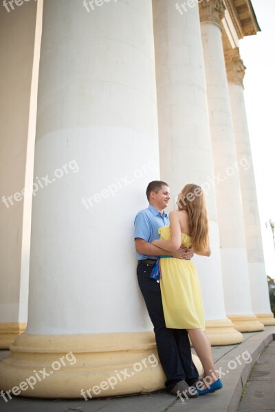 Couple Pillars Hugs Romance Free Photos