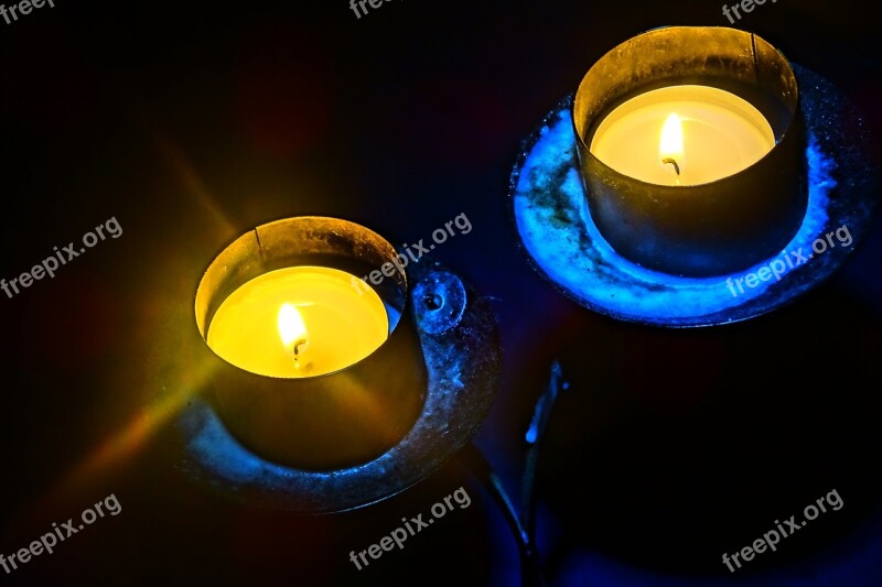 Candle Holders Light Flame Darkness Mood