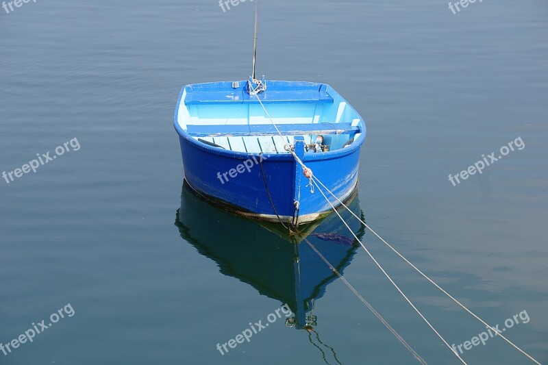 Boat Reflections Blue Water Calm