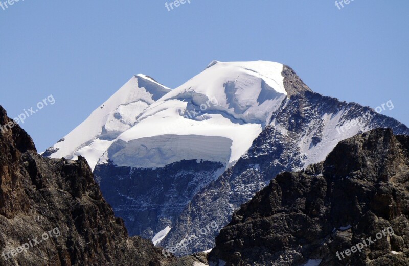 Piz Palu Snow Cap Loose Snow Avalanches Bernina Group High Alps