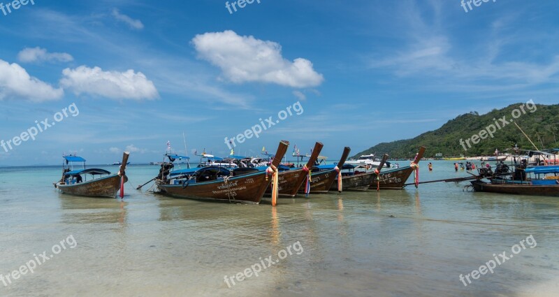 Phi Phi Island Tour Phuket Thailand Wooden Boats Beach