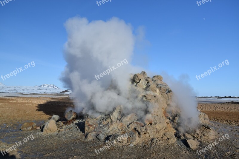 Iceland Active Volcano Sulphur Landscape Free Photos