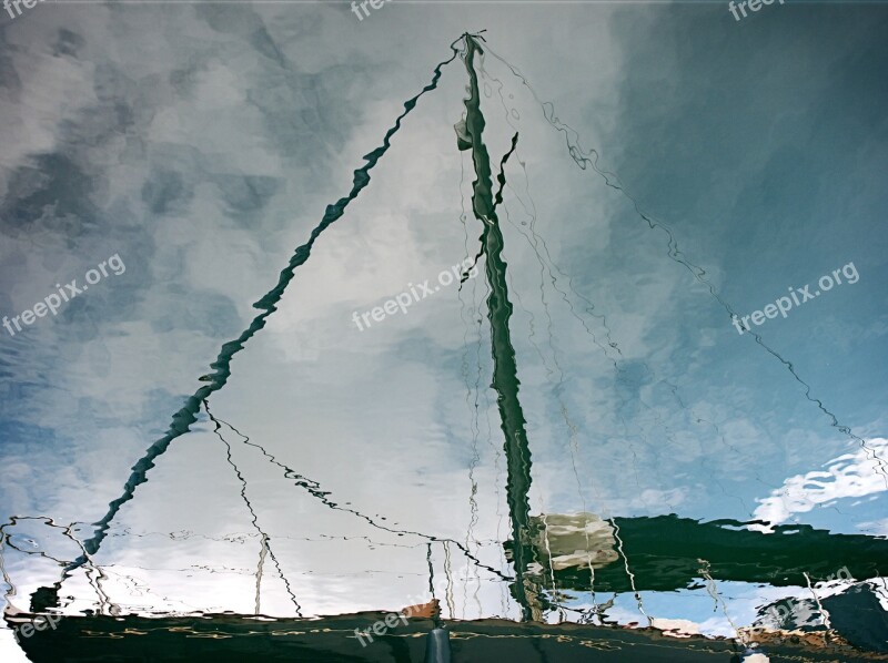 Yacht Sailboat Reflection Water Rigging