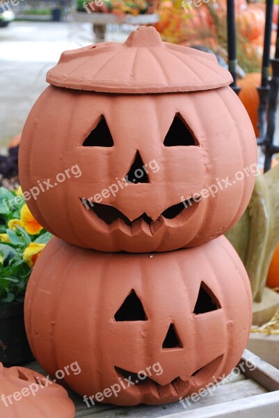 Jack-o-lanterns Halloween Pumpkins Jar Clay