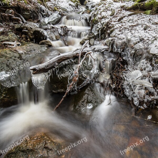 Water Autumn Cold Frozen Brook