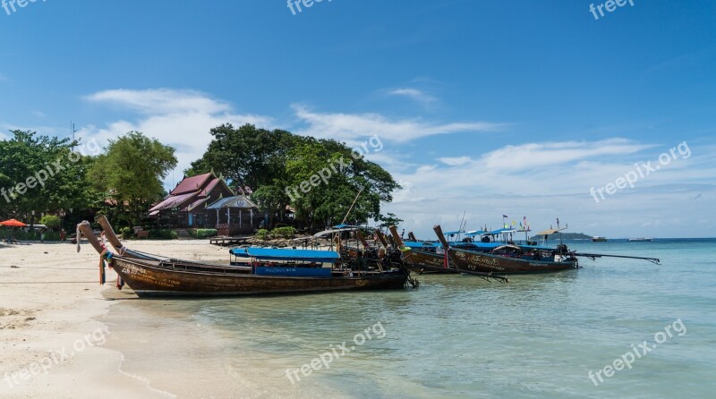 Phuket Thailand Phi Phi Island Wooden Boats Travel