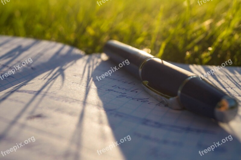 Pencil Paper Grass Summer Write