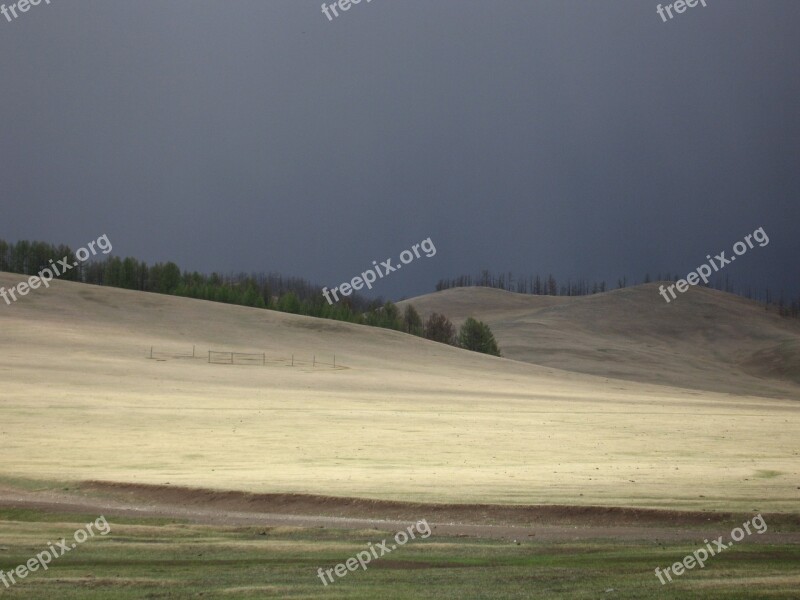 Mongolia Landscape Steppe Wide Freedom