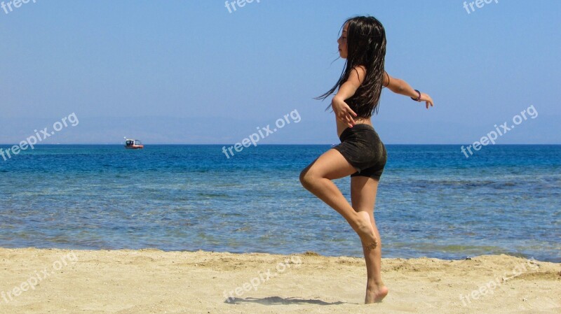 Girl Sea Beach Summer Dancing