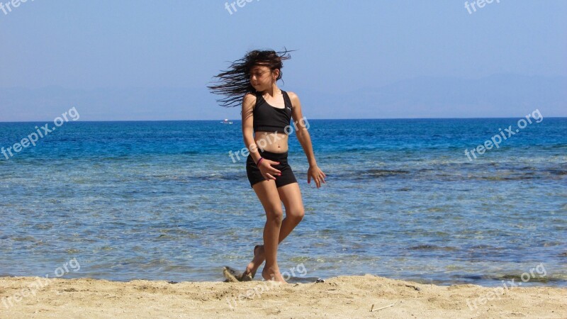 Girl Sea Beach Summer Dancing