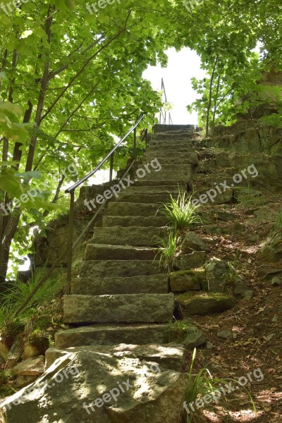 Scharfenstein Stairs Gradually Stone Nature