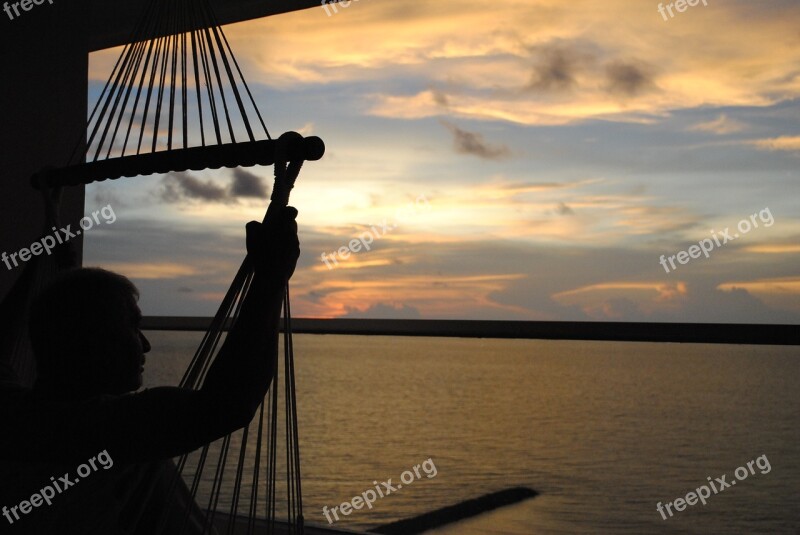 Cartagena Sunset Silhouette Male Relax