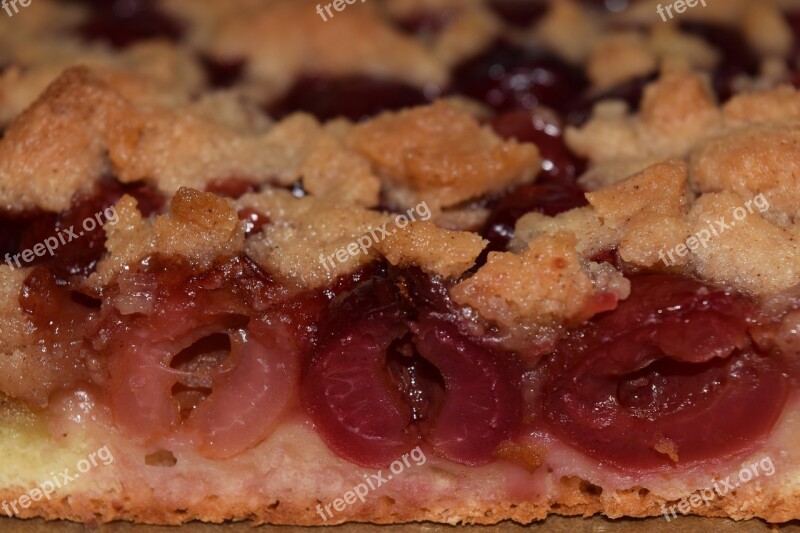 Cherry Pie Close Up Sheet Cake Streusel Cake Sweet