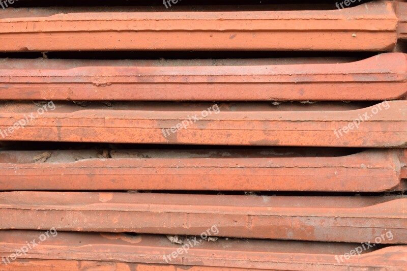 Roofing Tile Stack Close Up Red