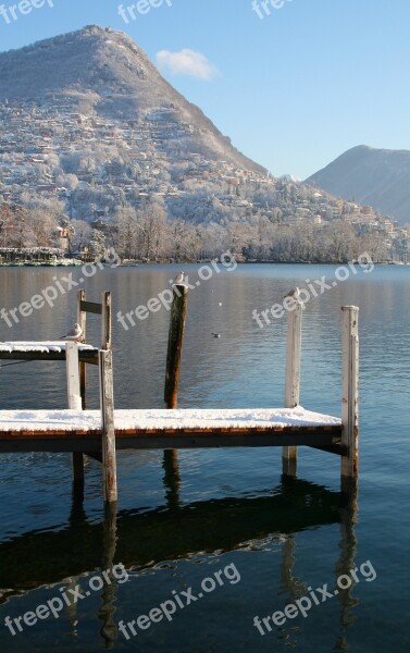 Lugano Switzerland Water Lake Mountains