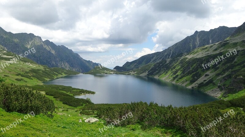 Tatry Mountains The High Tatras Valley Of Five Ponds Landscape