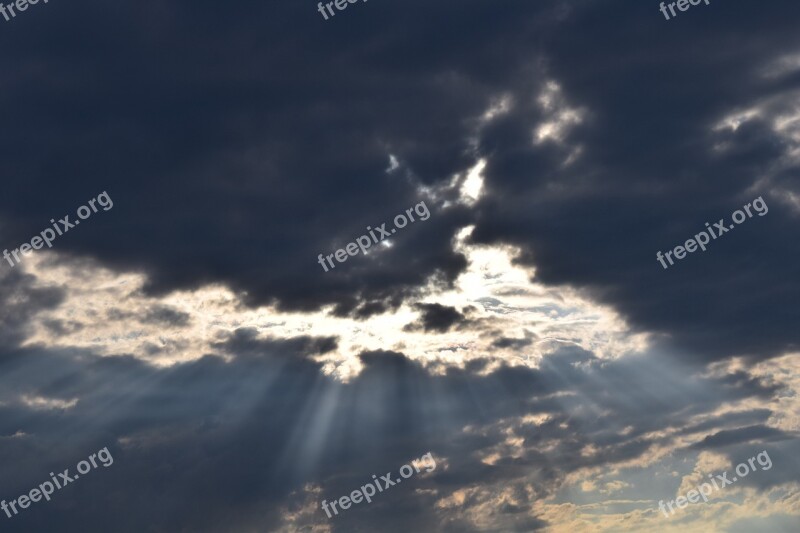 Clouds Dark Sky Threatening Ray Of Light