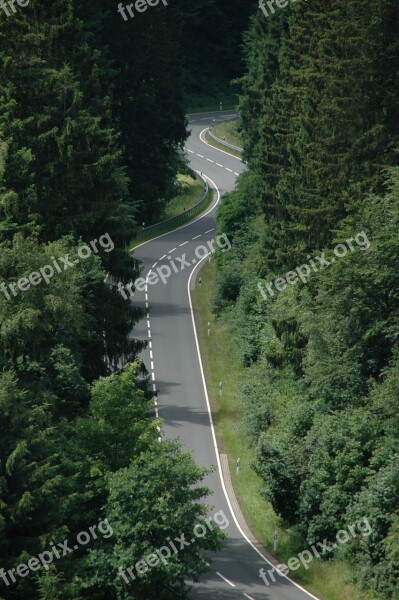 Serpentine Road In The Forest Curve Mountainous Free Photos