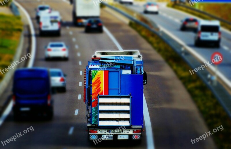 Highway Truck Traffic Tilt Shift Free Photos