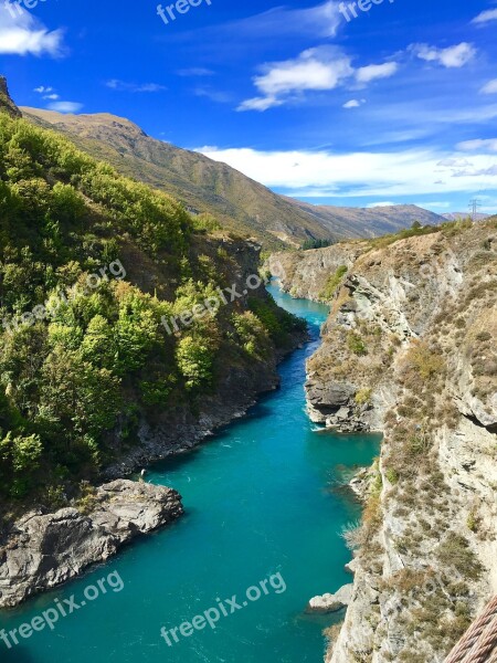 Mountain River Landscape New Zealand South Island