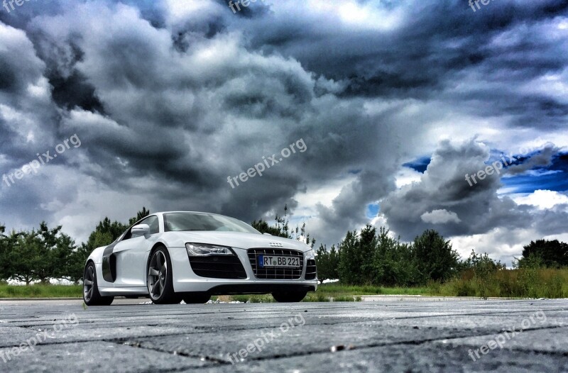 Audi R8 Sports Car Thunder Thunderstorm