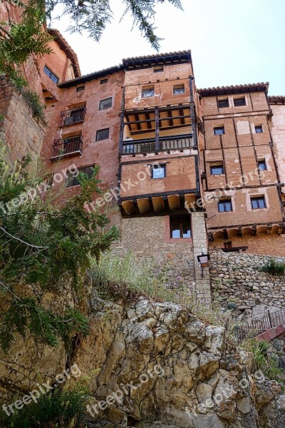 Albarracin Aragon Houses Pretty Roadway