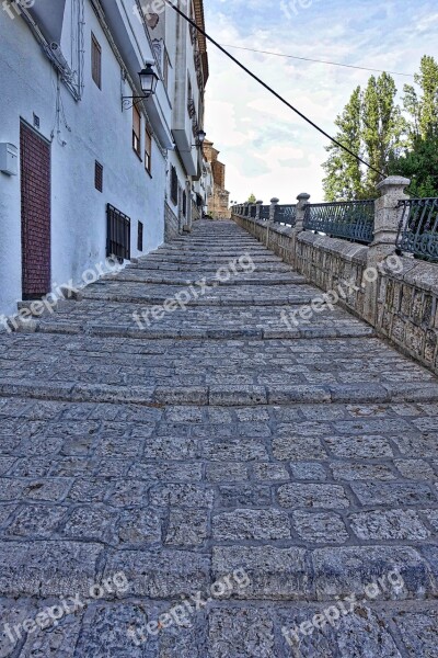 Steps Lane Cobblestones Alcalá Del Júcar Village