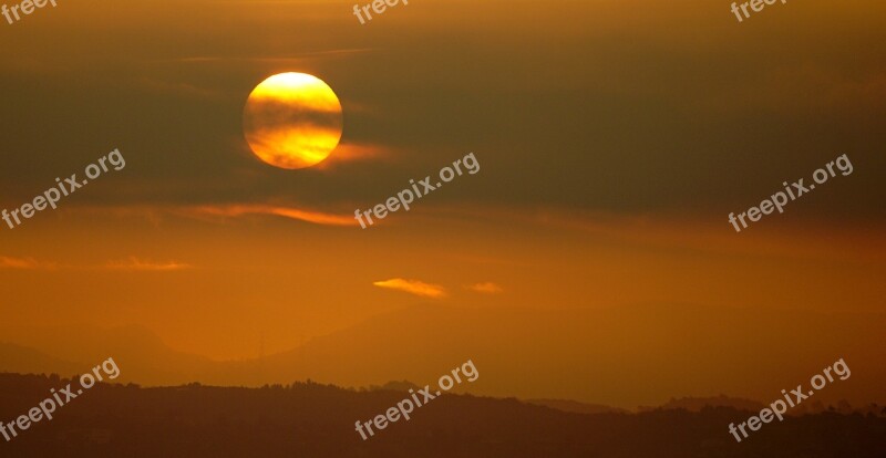 Sunset Sun Sky Red Clouds