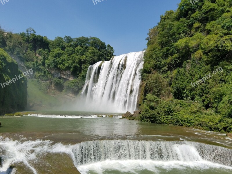 Guizhou Flower Fruit Falls Falls Landscape Free Photos