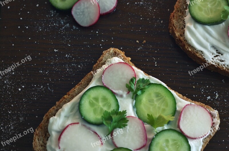 Sandwich Cucumber Radish Yogurt Food