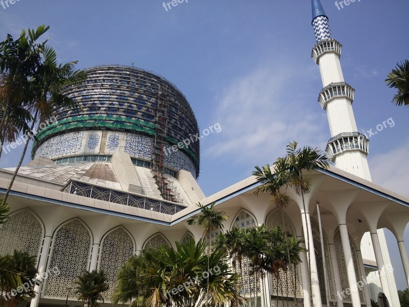 Mosque Blue Dome Minaret Architecture