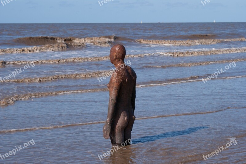 Antony Gormley Crosby Beach Southport Statue Metal Statue