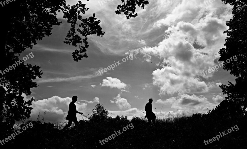 Silhouette People Silhouettes Sky Clouds Trees