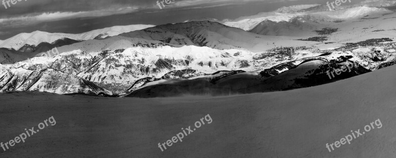 Landscape Winter Snow Mountain Blackandwhite